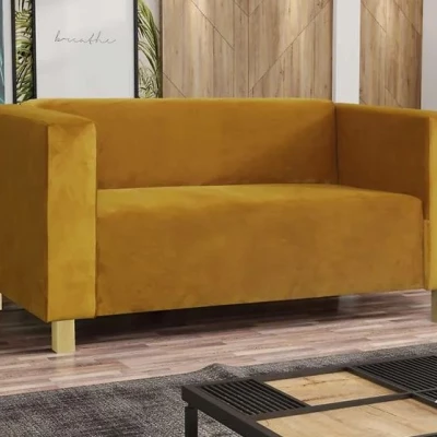 Dvoumístná pohovka BISERKA - žlutá / borovice