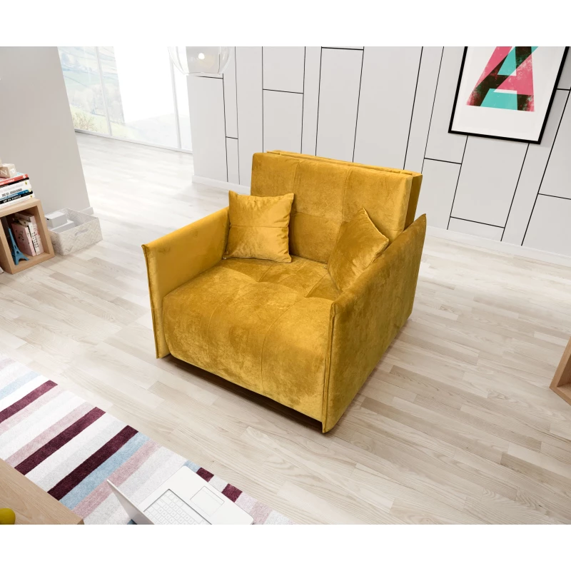 Rozkládací křeslo s úložným prostorem BETTINA - žluté