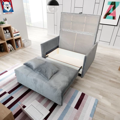 Rozkládací křeslo s úložným prostorem BETTINA - žluté