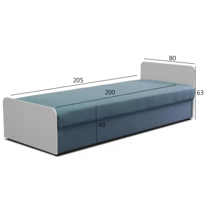 Dětská jednolůžková postel 80x200 JANNA - modrá / bílá