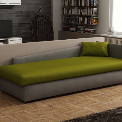 Válenda 80x200 RUOXI s úložným prostorem - šedá / zelená