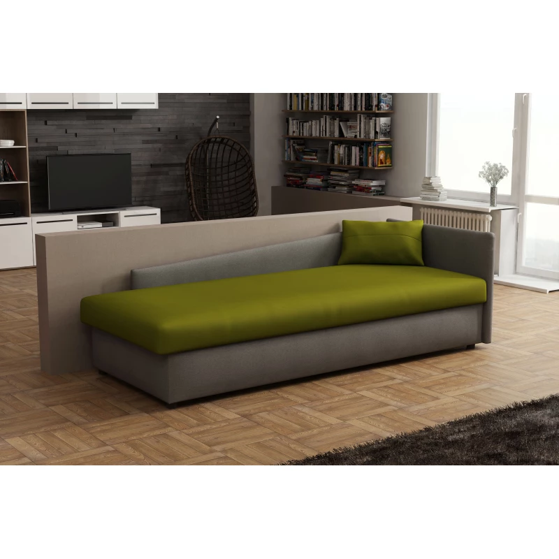 Válenda 80x200 RUOXI s úložným prostorem - šedá / zelená