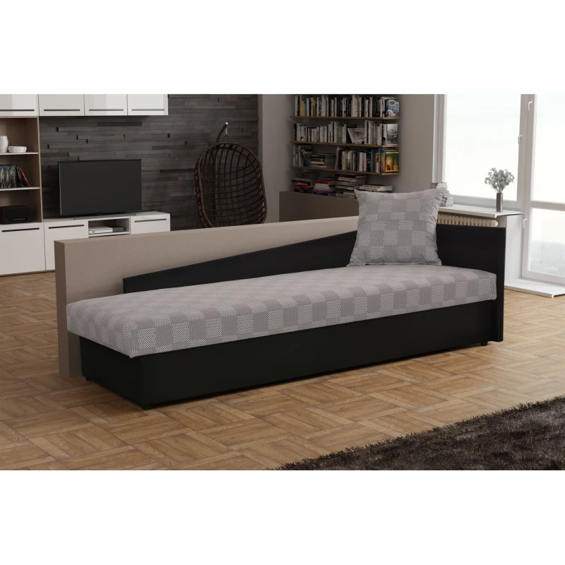 Válenda 80x200 RUOXI s úložným prostorem - černá / šedá