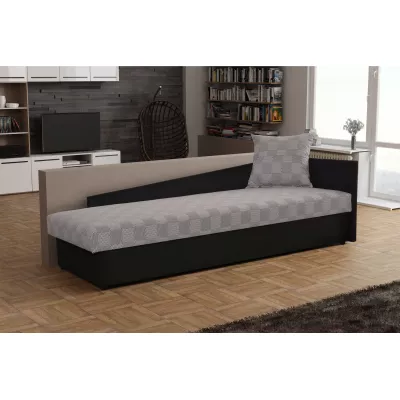 Válenda 80x200 RUOXI s úložným prostorem - černá / šedá
