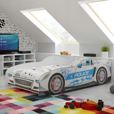 Dětská postel ve tvaru auta 80x160 POLICIE - stříbrná
