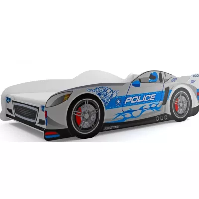 Dětská postel ve tvaru auta 80x160 POLICIE - stříbrná