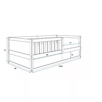 Dětská postel 80x160 AGAPI 2 s matrací - borovice / bílá