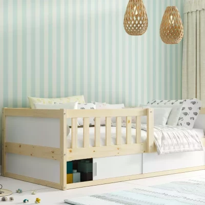 Dětská postel 80x160 AGAPI 2 s matrací - borovice / bílá