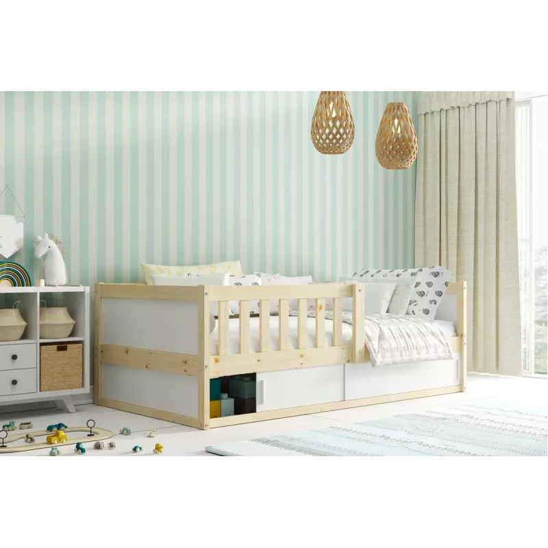 Dětská postel 80x160 AGAPI 2 s matrací - borovice / bílá