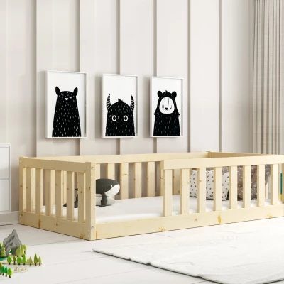 Dětská postel 80x160 SELENE s matrací a zábranou - borovice