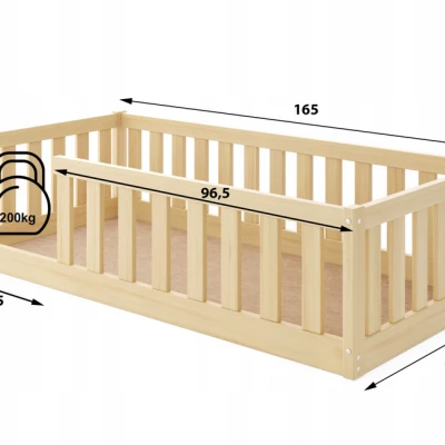 Dětská postel 80x160 SELENE se zábranou - borovice