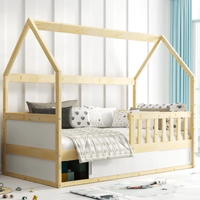 Dětská postel domeček 80x160 AGAPI s matrací - borovice