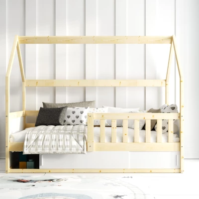 Dětská postel domeček 80x160 AGAPI s matrací - borovice