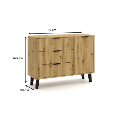 Kombinovaná komoda SITIVE SLIM - dub artisan / černá