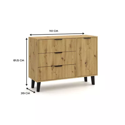 Kombinovaná komoda SITIVE SLIM - dub artisan / černá