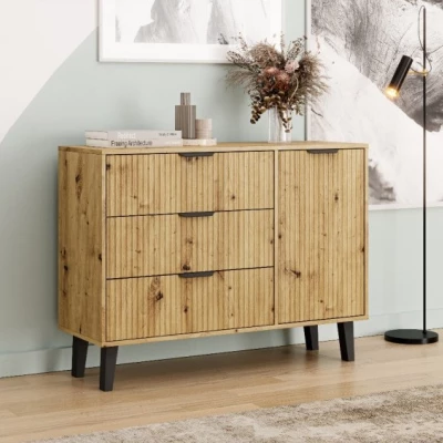 Kombinovaná komoda SITIVE SLIM - dub artisan / černá