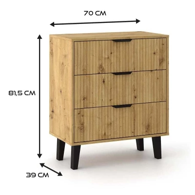 Komoda se šuplíky SITIVE SLIM - dub artisan / černá