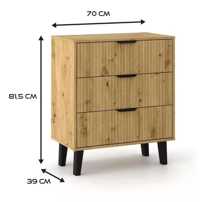 Komoda se šuplíky SITIVE SLIM - dub artisan / černá