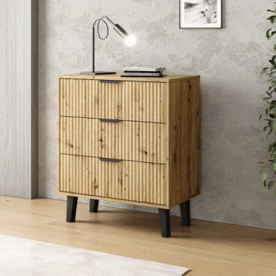 Komoda se šuplíky SITIVE SLIM - dub artisan / černá