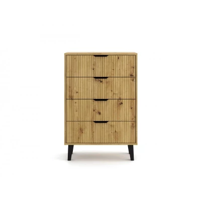 Šuplíková komoda SITIVE SLIM - dub artisan / černá