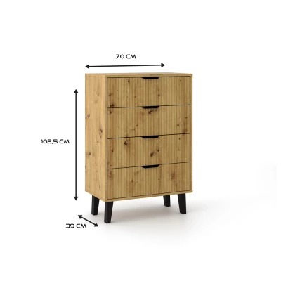 Šuplíková komoda SITIVE SLIM - dub artisan / černá