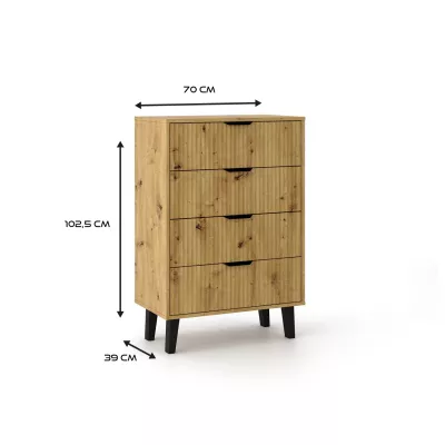 Šuplíková komoda SITIVE SLIM - dub artisan / černá