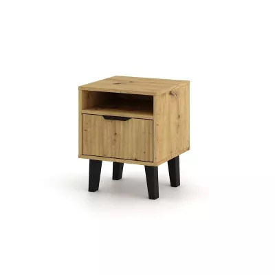 Noční stolek SITIVE SLIM - dub artisan / černý