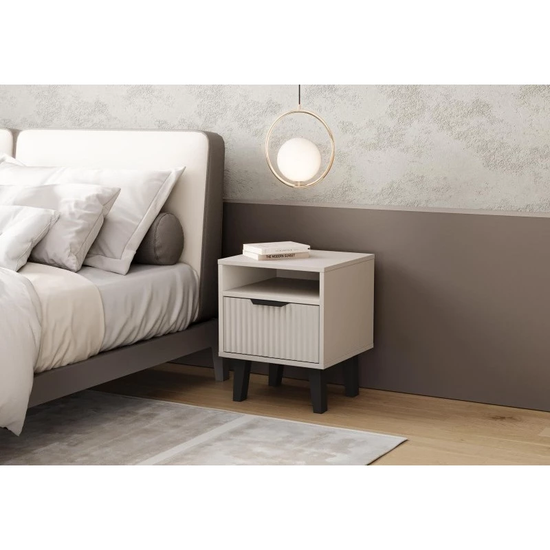 Noční stolek SITIVE SLIM - kašmír / černý