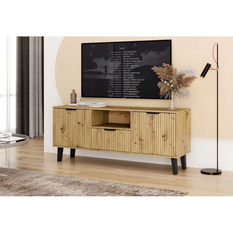 Televizní stolek SITIVE SLIM - dub artisan / černý