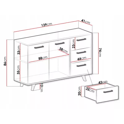 VÝPRODEJ - Kombinovaná komoda AGNESA - grafitová
