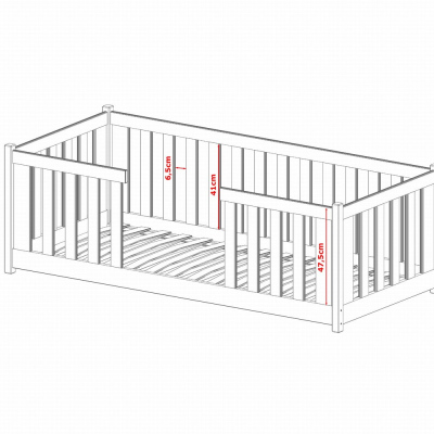 VÝPRODEJ - Dětská postel se zábranami NORENE - 90x200, šedá