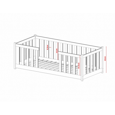 VÝPRODEJ - Dětská postel se zábranami NORENE - 90x200, šedá