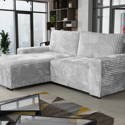 VÝPRODEJ - Rohová rozkládací sedačka OLLIONA - světlá šedá