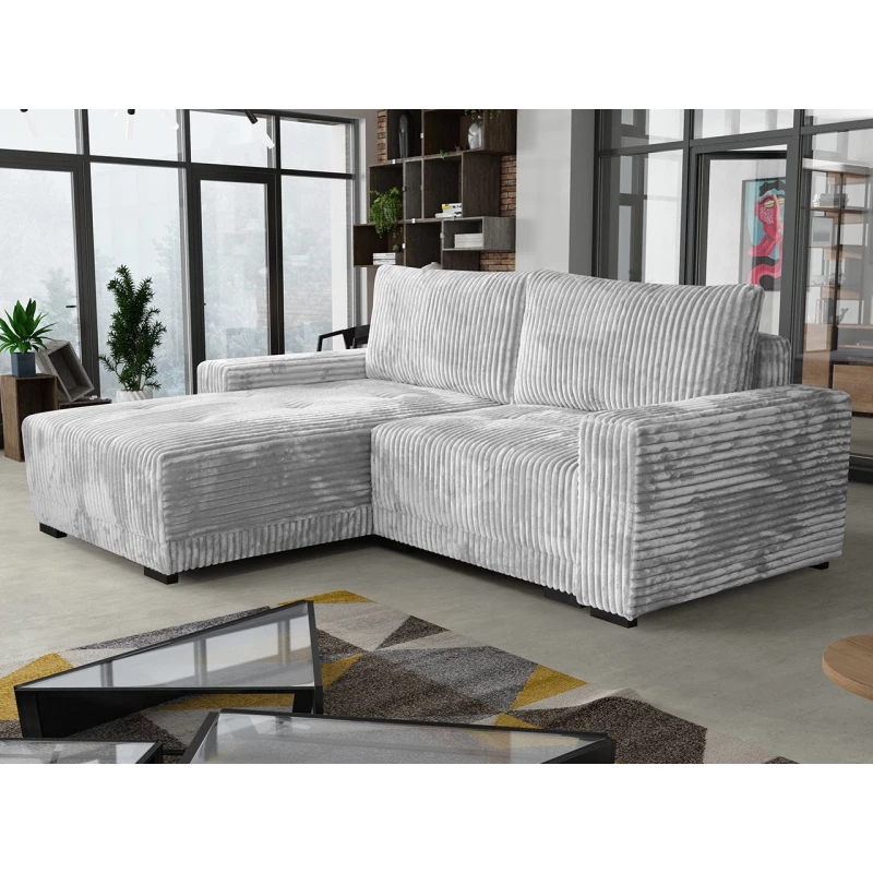 VÝPRODEJ - Rohová rozkládací sedačka OLLIONA - světlá šedá