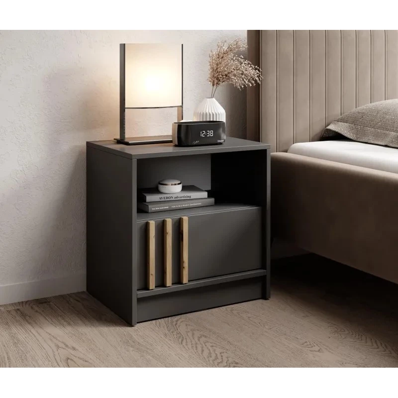 Noční stolek MARFA - grafit / dub artisan