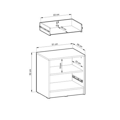 Noční stolek MARFA - šedý / dub artisan