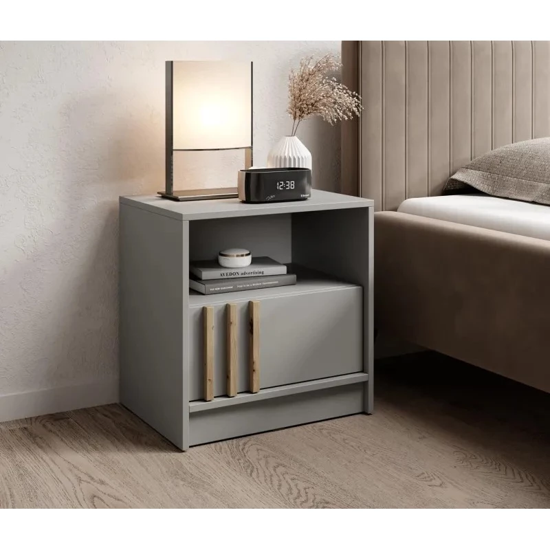 Noční stolek MARFA - šedý / dub artisan