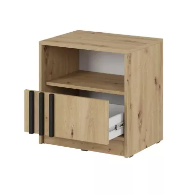 Noční stolek MARFA - dub artisan / černý