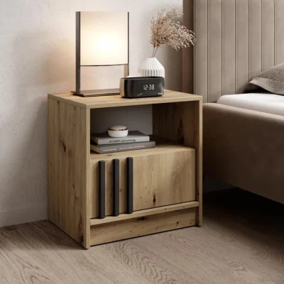 Noční stolek MARFA - dub artisan / černý