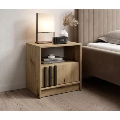 Noční stolek MARFA - dub artisan / černý