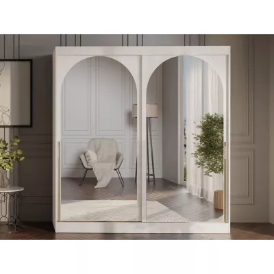 Šatní skříň se zrcadlem 200 cm IVAFE - kašmír / zlatá