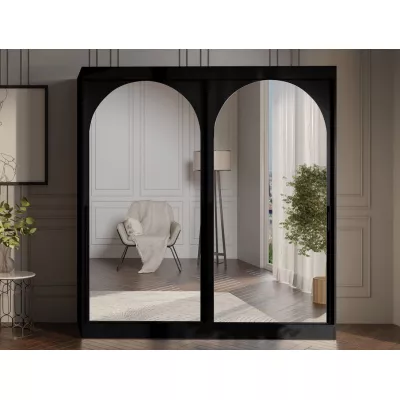 Šatní skříň se zrcadlem 200 cm IVAFE - černá