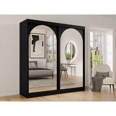 Šatní skříň se zrcadlem 200 cm IVAFE - černá
