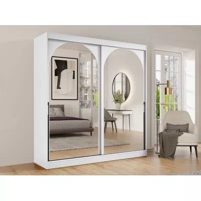 Šatní skříň se zrcadlem 200 cm IVAFE - bílá / černá