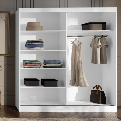 Šatní skříň se zrcadlem 200 cm IVAFE - černá