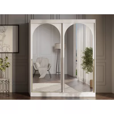 Šatní skříň se zrcadlem 180 cm IVAFE - kašmír / zlatá