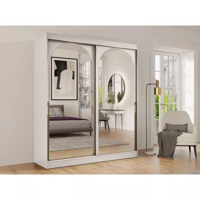 Šatní skříň se zrcadlem 180 cm IVAFE - kašmír / zlatá