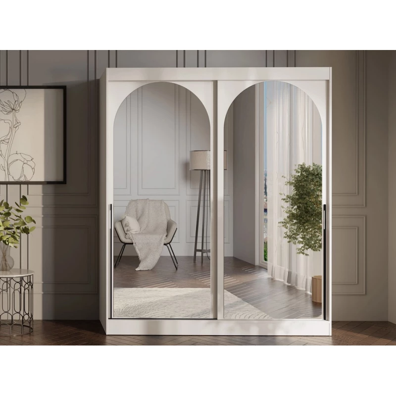 Šatní skříň se zrcadlem 180 cm IVAFE - kašmír / černá