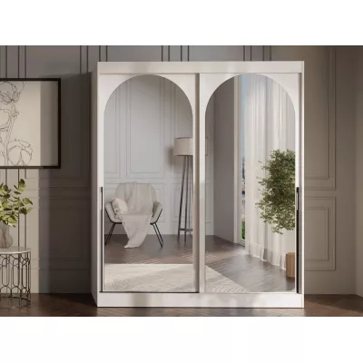 Šatní skříň se zrcadlem 180 cm IVAFE - kašmír / černá