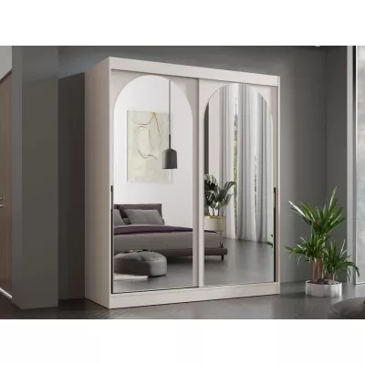 Šatní skříň se zrcadlem 180 cm IVAFE - kašmír / černá